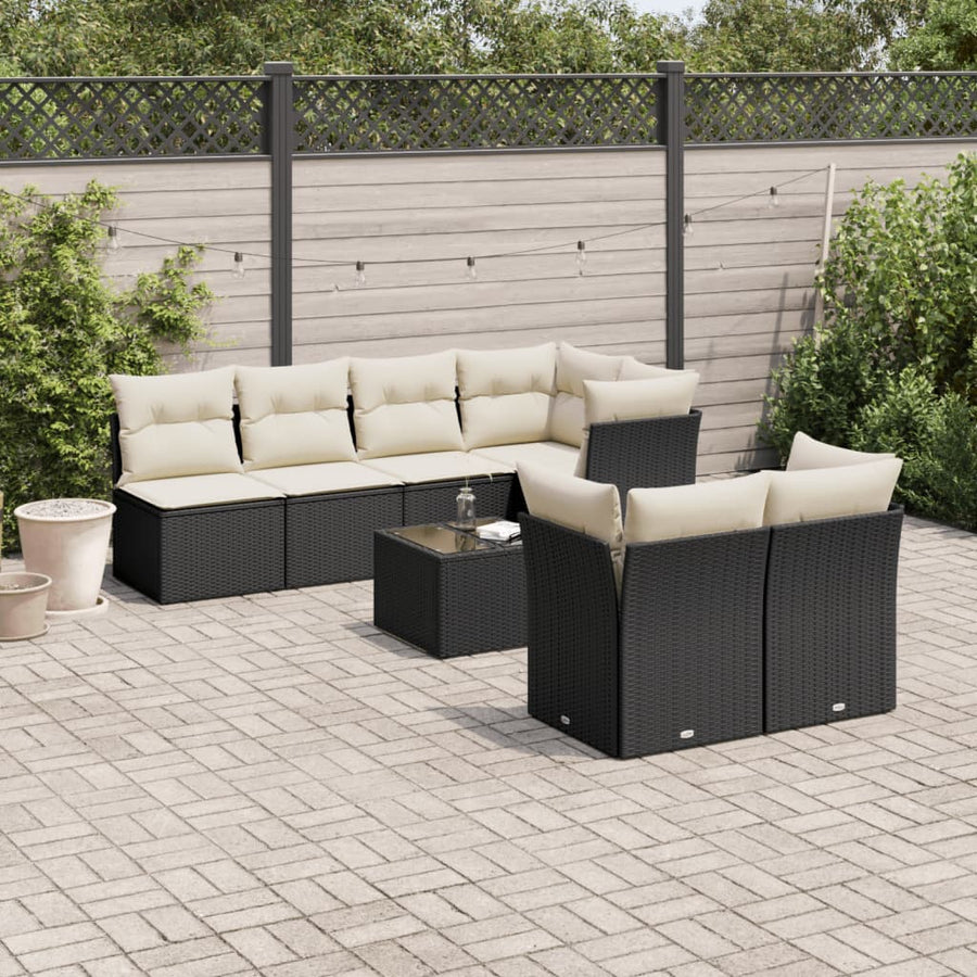 10-Delige Loungeset Met Kussens Poly Rattan Beige Blauw
