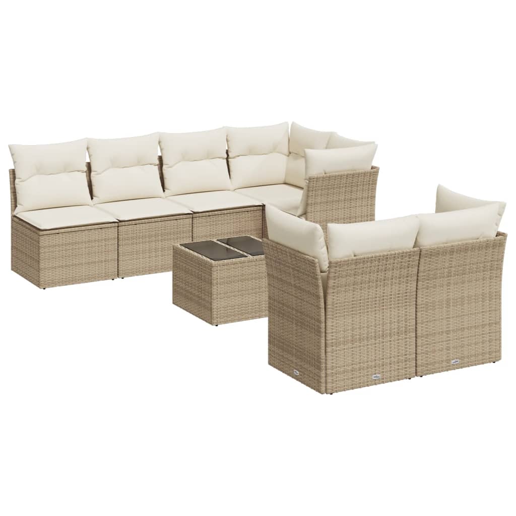 8-Delige Loungeset Met Kussens Poly Rattan Beige
