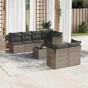 Loungeset 8-delig poly rattan grijs