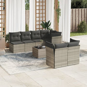 Loungeset 8-delig poly rattan lichtgrijs