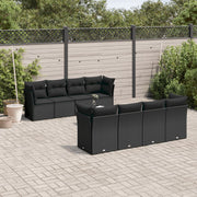 Loungeset 9-delig poly rattan zwart