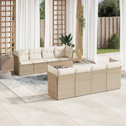 Loungeset 9-delig poly rattan beige