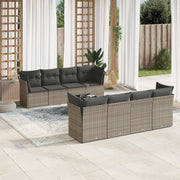 Loungeset 9-delig poly rattan grijs