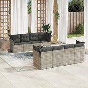 Loungeset 9-delig poly rattan lichtgrijs