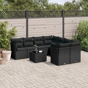 Loungeset 9-delig poly rattan zwart