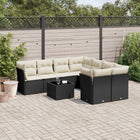 9-Delige Loungeset Met Kussens Poly Rattan Zwart