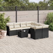 Loungeset 9-delig poly rattan zwart