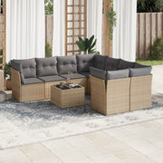 Loungeset 9-delig poly rattan beige