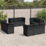 Loungeset 12-delig poly rattan zwart
