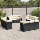 12-piece lounge set with cushions poly rattan black