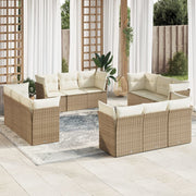 Loungeset 12-delig poly rattan beige