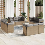 Loungeset 12-delig poly rattan beige