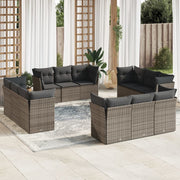 Loungeset 12-delig poly rattan grijs