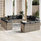 Loungeset poly rattan lichtgrijs 12-delig