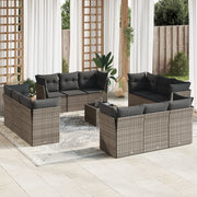 13-piece Lounge Set with Cushions Poly Rattan Grey