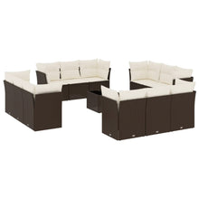 13-delige Loungeset met kussens poly rattan bruin