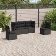 Loungeset 5-delig poly rattan zwart