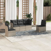 Loungeset 5-delig poly rattan lichtgrijs