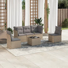 6-piece Lounge Set with cushions poly rattan beige