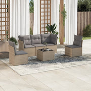 Loungeset 6-delig poly rattan beige