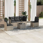 6-piece Lounge Set with cushions poly rattan light grey