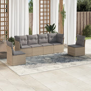 Loungeset 6-delig poly rattan beige
