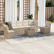 Loungeset 7-delig poly rattan beige