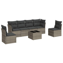 7-Delige Loungeset Met Kussens Poly Rattan Grijs