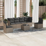 Loungeset 7-delig poly rattan grijs