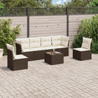 7-Piece Poly Rattan Lounge Set with Cushions Brown