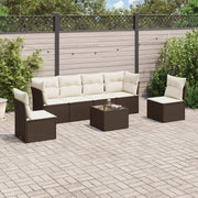 Loungeset 7-delig poly rattan bruin