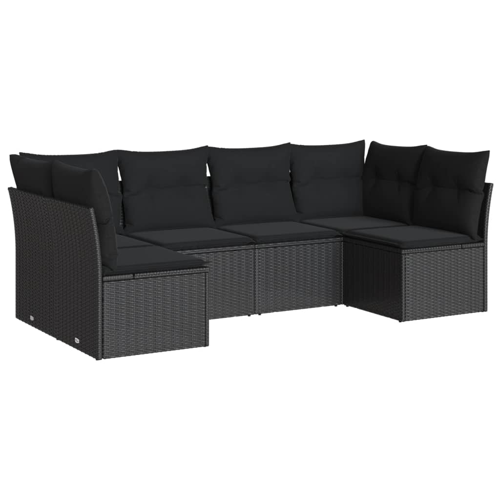 6-Delige Loungeset Met Kussens Poly Rattan Zwart