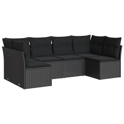 6-Delige Loungeset Met Kussens Poly Rattan Zwart