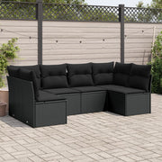 Loungeset 6-delig poly rattan zwart