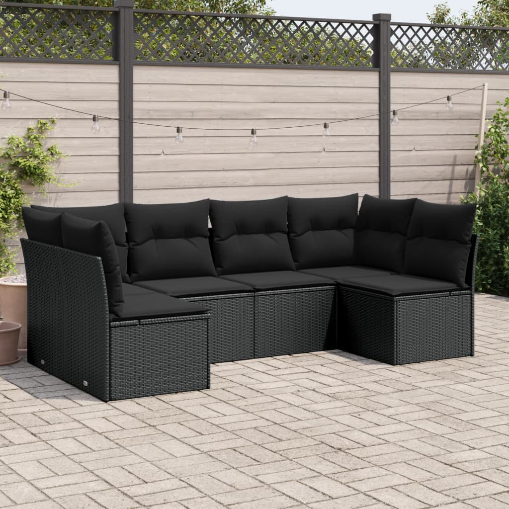 6-Delige Loungeset Met Kussens Poly Rattan Zwart