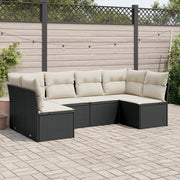 Loungeset 6-delig poly rattan zwart