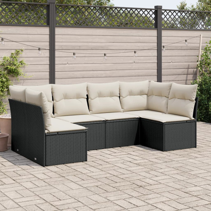 6-Delige Loungeset Met Kussens Poly Rattan Zwart