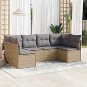 Loungeset 6-delig poly rattan beige