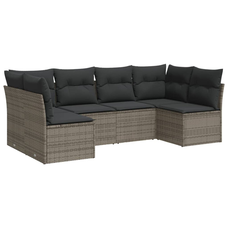 6-Delige Loungeset Met Kussens Poly Rattan Grijs