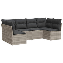 6-delige Loungeset met kussens poly rattan lichtgrijs