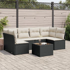 7-piece lounge set with cushions poly rattan black