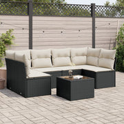 Loungeset 7-delig poly rattan zwart