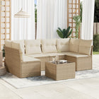 7-Delige Loungeset Met Kussens Poly Rattan Beige