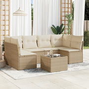 Loungeset 7-delig poly rattan beige