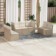 Loungeset 7-delig poly rattan beige