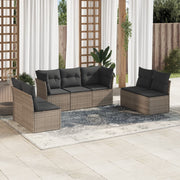 Loungeset 7-delig poly rattan grijs
