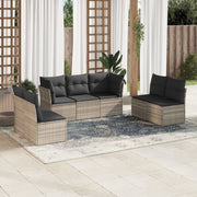 Loungeset 7-delig poly rattan lichtgrijs