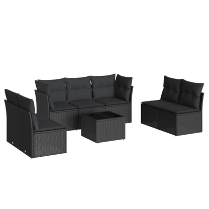 8-Delige Loungeset Met Kussens Poly Rattan Zwart