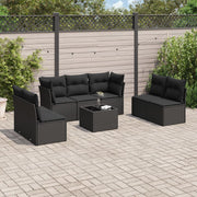 Loungeset 8-delig poly rattan zwart