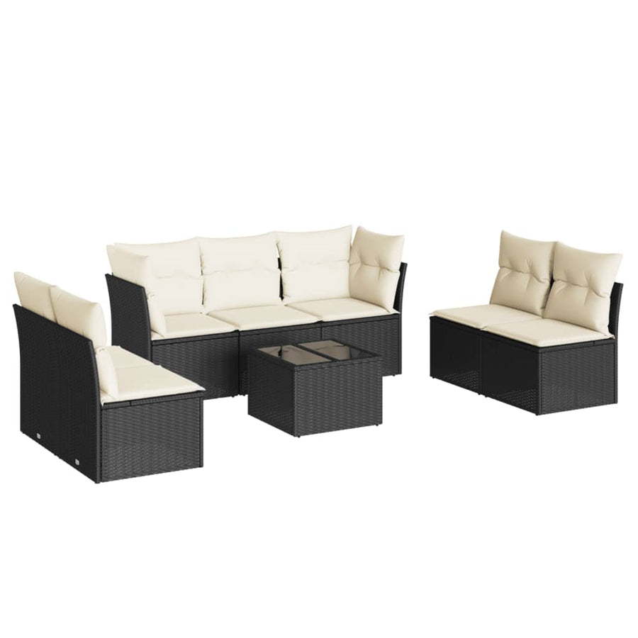 8-Delige Loungeset Met Kussens Poly Rattan Zwart